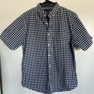 Beverly Hills Polo Club Shirt Size Large Button Down Cotton Checkered Blue White